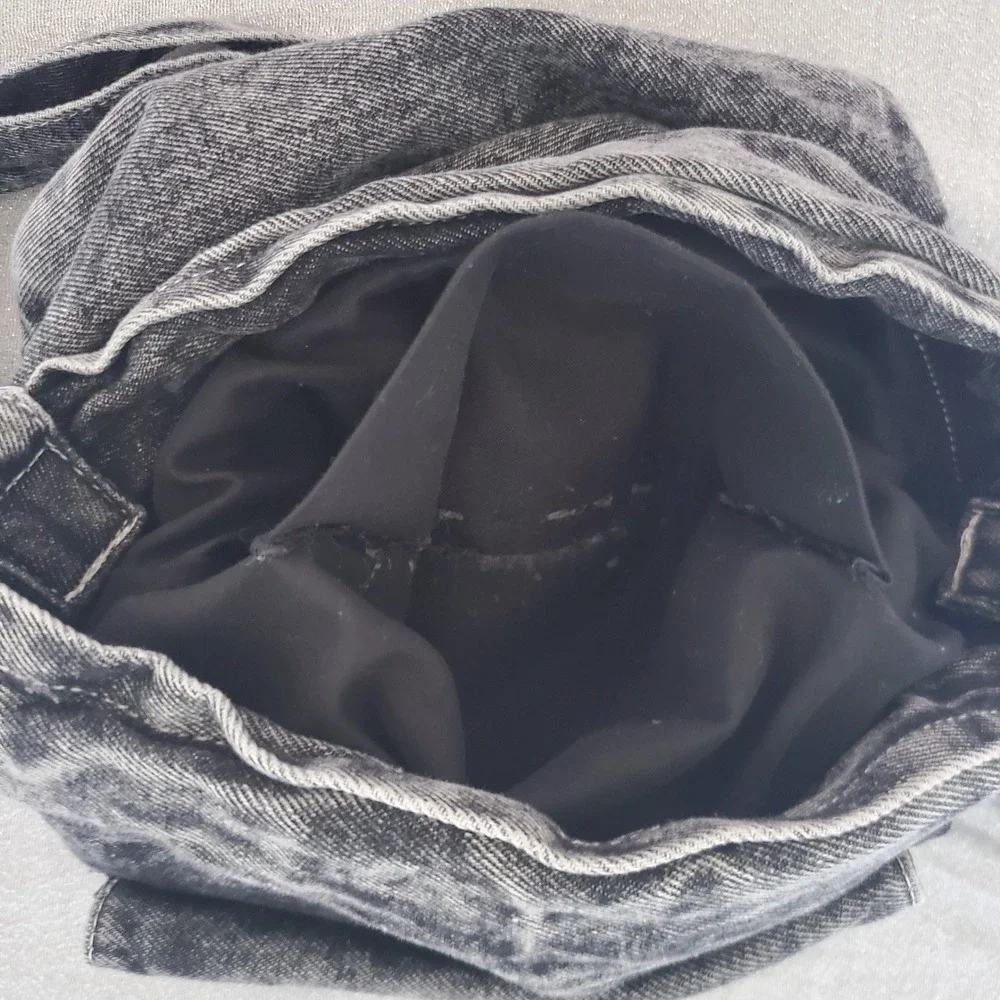 Acid Wash Grey Y2K Grunge Denim Drawstring 90s Bag Punk VTG Spicy Girl Gritty